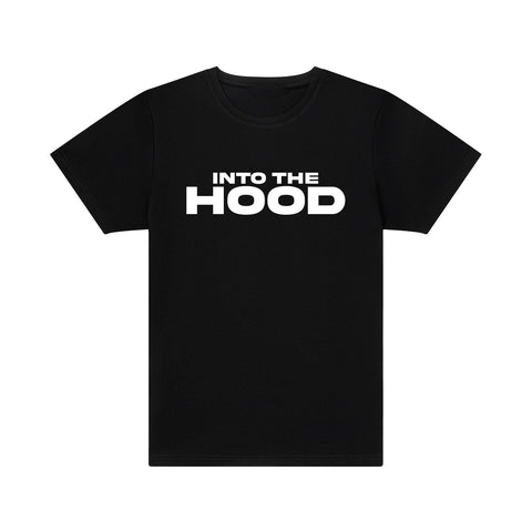 INTO THE HOOD STAPLE TEE | BLACK - WHITE LOGO