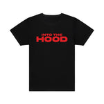 INTO THE HOOD STAPLE TEE | BLACK - RED LOGO